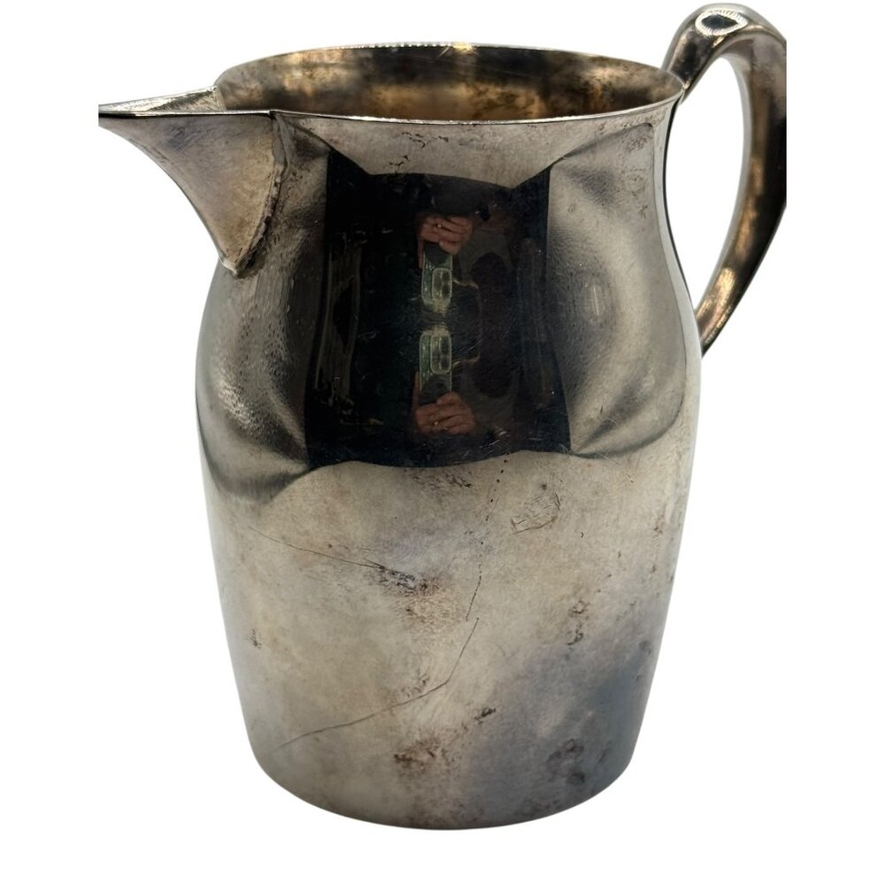 Vintage Sheridan Silver On Copper Cream Pitcher With Handle And Pour Spout